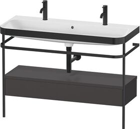Duravit Waschtischset HAPPY D.2 PLUS 1175x490mm e Hahnloch graphit supermatt