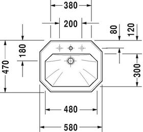 Duravit Einbauwaschtisch 1930 m ÜL HLB 580x470mm 1 Hahnloch weiß WG