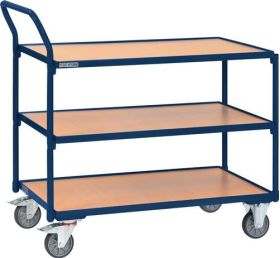 Tischwagen 3 Ladeflächen L1000xB600mm saphirblau Trgf.300kg Bügel senkr.TECWERK