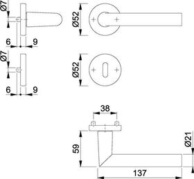 Rosettengrt.Ams.1400/42KV/42KVS Alu.F1 rd.SK/OL DIN L/R D/D HOPPE