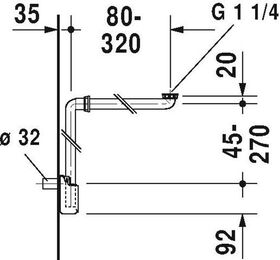Duravit Raumsparsiphon weiß, 1 1/4Zoll