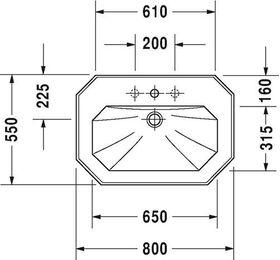 Duravit Waschtisch 1930 m ÜL HLB 1 Hahnloch 800x550mm weiß