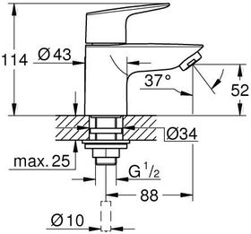 Grohe Standventil BAUEDGE 1/2Zoll XS-Size chr