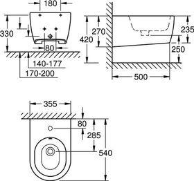 Grohe Wandbidet ESSENCE 1 HL m ÜL PureGuard/awe