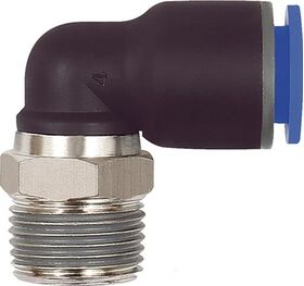 L-Steckverschraubung Bl.Ser.AG R 1/8 Zoll SW 10mm m.Gewindebesch.,drehb.kon.4mm - VPE: 10
