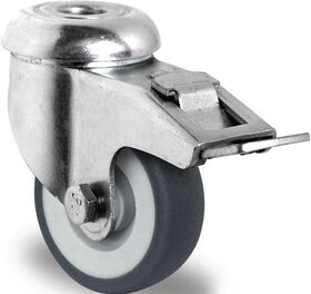 Lenkrolle m.Festst.D.100mm Trgf.100kg m.Rückenloch 11mm Gleitlager