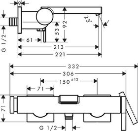HG Einhebel-Wannenmischer Tecturis E Aufputz mattschwarz