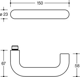 Türdrückerlochteil 111.23PBRLT Ku.99 reinweiß ma 4-KT.8mm DIN L/R HEWI