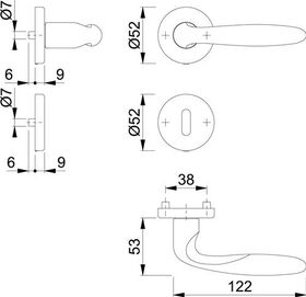 Rosettengrt.Verona M151/42KV/42KVS MS F98-R rd.OB DIN L/R D/D HOPPE