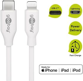 Lightning USB-C™ Lade- und Synchronisationskabel, 0,5 m, weiß, 0.5m- VPE: 1