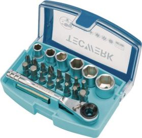 Bit-/Steckschlüsselset 24-tlg.Schlitz/PH/PZD/T/Knarre/6 Nüsse TECWERK