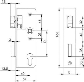 Schloss 143U DIN L/R PZW 40mm AMF