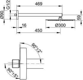 Keuco Kopfbrause-Set EDITION 90 vc Rosette rund Ausldg 450mm KEUCO