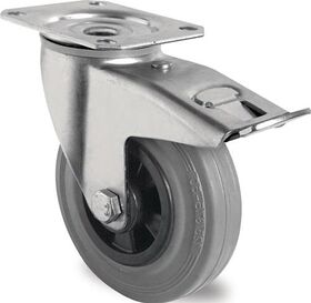Lenkrolle m.Festst.D.160mm Trgf.135kg m.Platte Rollenlager VG grau PROMAT
