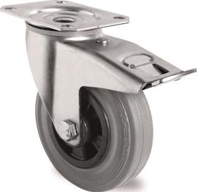 Lenkrolle m.Festst.D.100mm Trgf.75kg m.Platte Rollenlager VG grau TECWERK