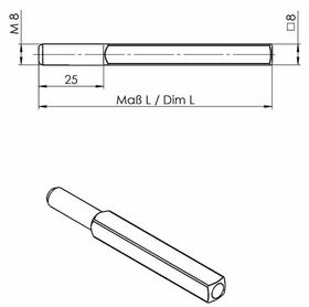 Wechselstift OGRO 115 4-KT.8x75mm STA M8 OGRO