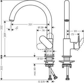 HG Einhebel-Spültischmischer Blend 210 V M35, 1jet mattschwarz