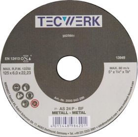 Schruppscheibe Action D125xS6mm gekr.Bohr.22,23mm TECWERK - VPE: 10