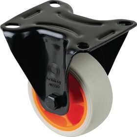 Bockrolle D.80mm Trgf.100kg Bockrollen Gum.Platte L104xB80mm Farbe Rl.hellgrau