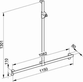 Keuco Duschhandlauf AXESS silber-eloxiert 1200/1300mm
