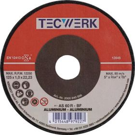 Trennscheibe ALU D125x1mm ger.Alu.Bohr.22,23mm TECWERK - VPE: 25
