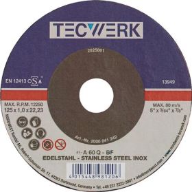 Trennscheibe INOX D115x1mm ger.INOX Bohr.22,23mm TECWERK - VPE: 25