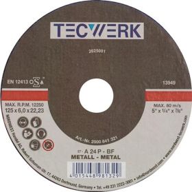 Schruppscheibe D125xS6mm gekr.STA Bohr.22,23mm TECWERK - VPE: 10