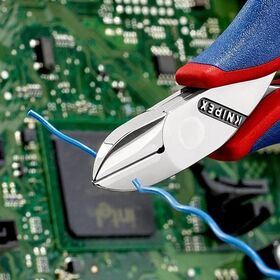 Elektronikseitenschneider L.115mm Form 1 Facette ja 2K-Hülle spiegelpol.KNIPEX