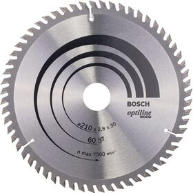 Kreissägeblatt Optiline Wood AD 210mm Z.60 WZ Bohr.30mm Schnitt-B.2,8mm