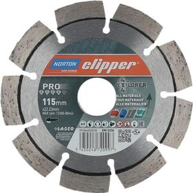 Diamanttrennscheibe 4x4 Explorer D.115mm Bohr.22,23mm 2,2mm 10mm NORTON CLIPPER