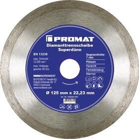 Diamanttrennscheibe D.125mm Bohr.22,23mm Fliesen 7mm PROMAT