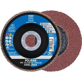 Fächerscheibe POLIFAN A SG STEELOX D.115mm K.A-40 fl.INOX NK - VPE: 10