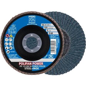 Fächerscheibe POLIFAN Z SG POWER STEELOX D.125mm K.Z-60 fl.INOX ZK - VPE: 10