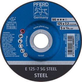Schruppscheibe SG STEEL D125xS7,2mm gekr.STA Bohr.22,23mm PFERD - VPE: 10