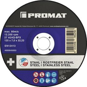 Premium-Schruppscheibe 2in1 D125xS7mm gekr.INOX/Stahl Bohr.22,23mm PROMAT - VPE: 10