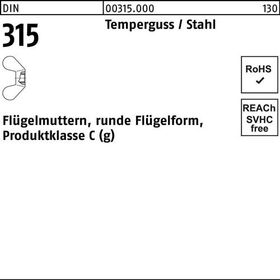 Flügelmutter DIN 315 runde FormM4 Temperguss 100 Stück - VPE: 100