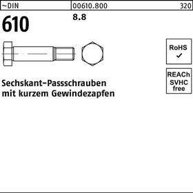 Sechskantpassschraube DIN 610 kurzem Gewindezapfen M12x 40 8.8 25 Stück - VPE: 25