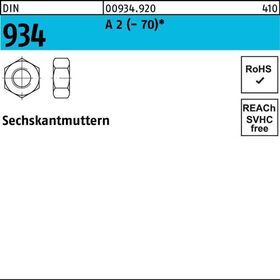 Sechskantmutter DIN 934 M10 A 2 (- 70) 250 Stück - VPE: 250