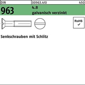 Senkschraube DIN 963 Schlitz M3x 10 4.8 galv.verz. 2000 Stück - VPE: 2000