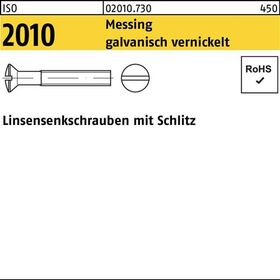 Linsensenkschraube ISO 2010 Schlitz M6x12 Messing galv. vernickelt 200St. - VPE: 200