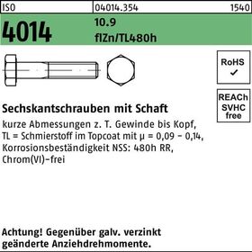 Sechskantschraube ISO 4014 Schaft M8x75 10.9 flZnnc 480h-L 200St. - VPE: 200