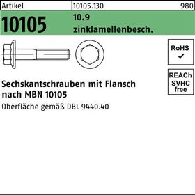 Sechskantflanschschraube R 10105 M14x 1,5x 30 10.9 flZnnc-L 50 Stück - VPE: 50