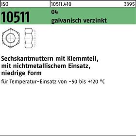 Sechskantmutter ISO 10511 Klemmteil M6 Automatenstahl galv.verz. 1000St. - VPE: 1000