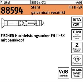 Hochleistungsanker R 88594 FH II 18/15 SK Stahl galv.verz. 20St. FISCHER - VPE: 20