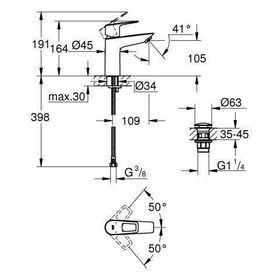 Grohe Einhand-Waschtischbatterie BAULOOP 1/2Zoll M-Size chr