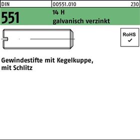 Gewindestift DIN 551 Kegelkuppe/Schlitz M8x50 14 H galv.verz. 100St. - VPE: 100