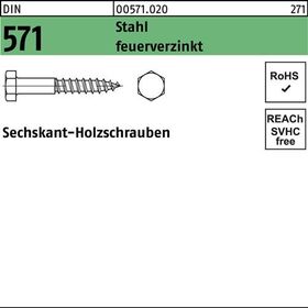 Sechskantholzschraube DIN 571 8x 40 Stahl feuerverz. 200 Stück - VPE: 200