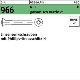 Linsensenkschraube DIN 966 Kreuzschlitz PH M5x20-H 4.8 galv.verz. 1000St. - VPE: 1000