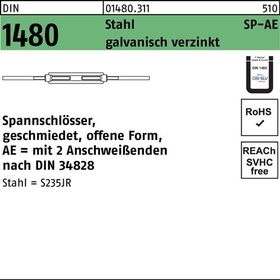 Spannschloss DIN 1480 offen 2Anschweißenden SP-AE M36 Stahl ÜZ galv.verz. 1St.