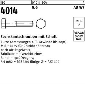 Sechskantschraube ISO 4014 Schaft M39x 160 5.6 W7 1 Stück
